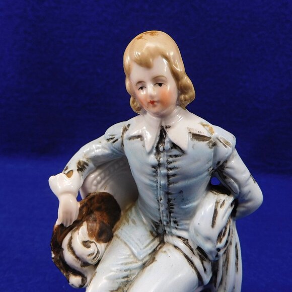 Vintage Porcelain Colonial Figurines Lady & Gentleman In Chairs Hand-Painted - Picture 5 of 8
